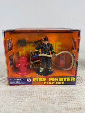 Fire Fighter Play Set Action Figure Tools Accessories Fire Squad Rescue Team NIB
